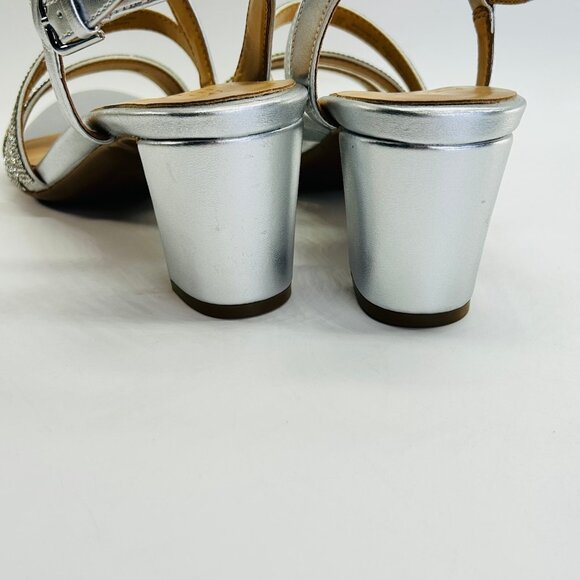 Naturalizer Bridget 4 Rhinestone Block Heel Sandal Size 6M Silver Dress Shoe - Picture 13 of 16